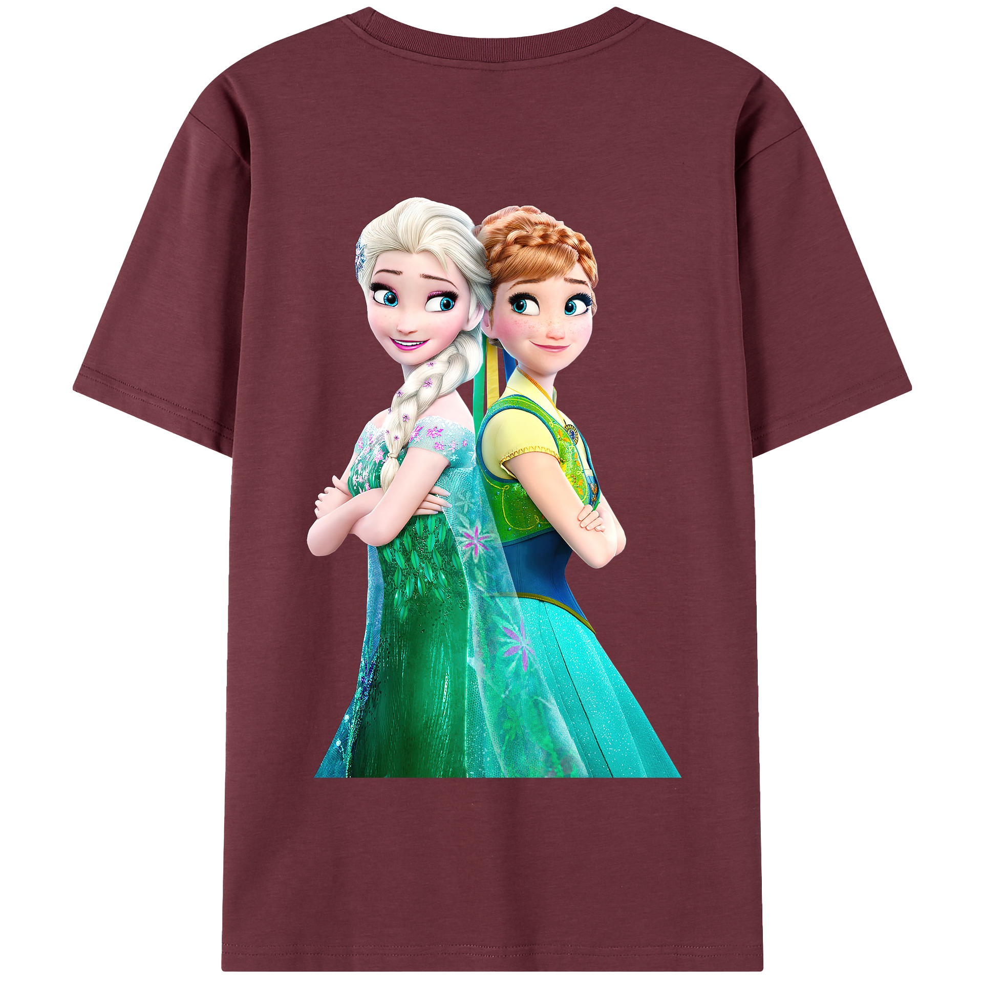（画像用） アナと雪の女王 アンナ エルサ Frozen Anna Elsa 綿100％半袖Tシャツ（背面プリント）